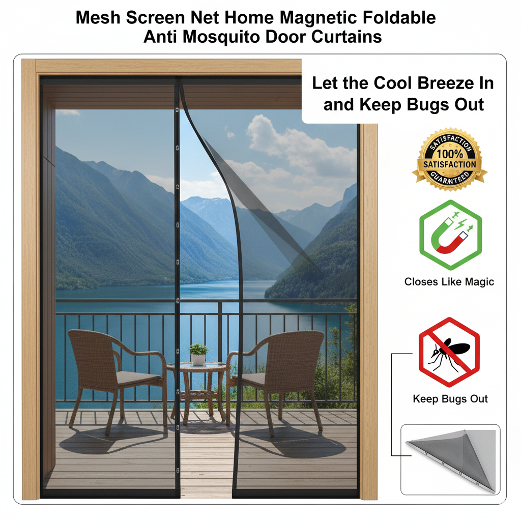 🚪Magnetic Screen Door – Keep Fresh Air In, Kick Pesky Mosquitoes Out 🦟