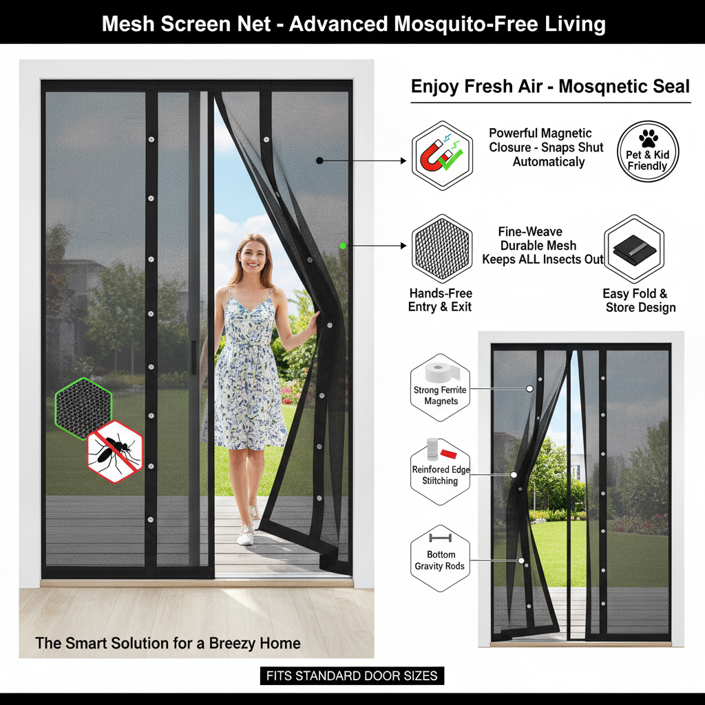 🚪Magnetic Screen Door – Keep Fresh Air In, Kick Pesky Mosquitoes Out 🦟