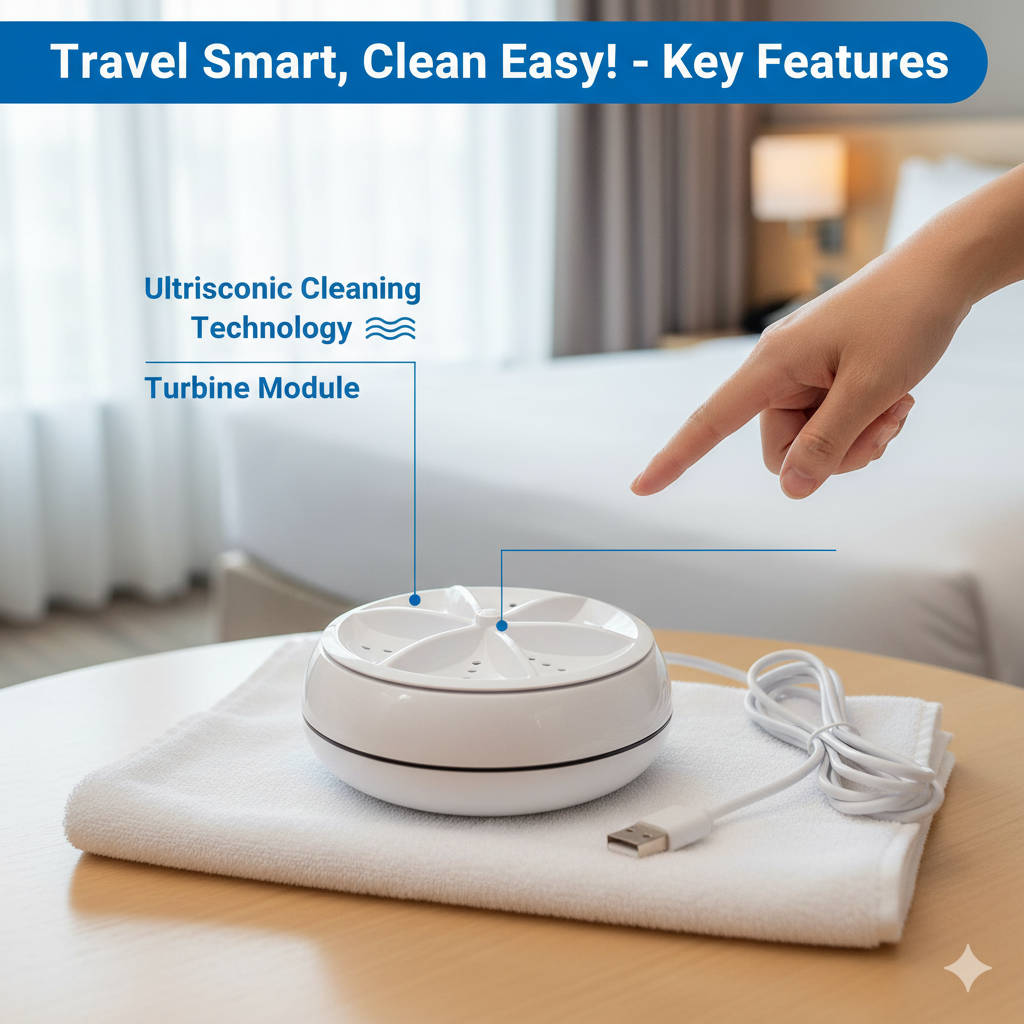 Portable Mini Washing Machine 🌀🧺 | 2-in-1 Ultrasonic Turbine Cleaner