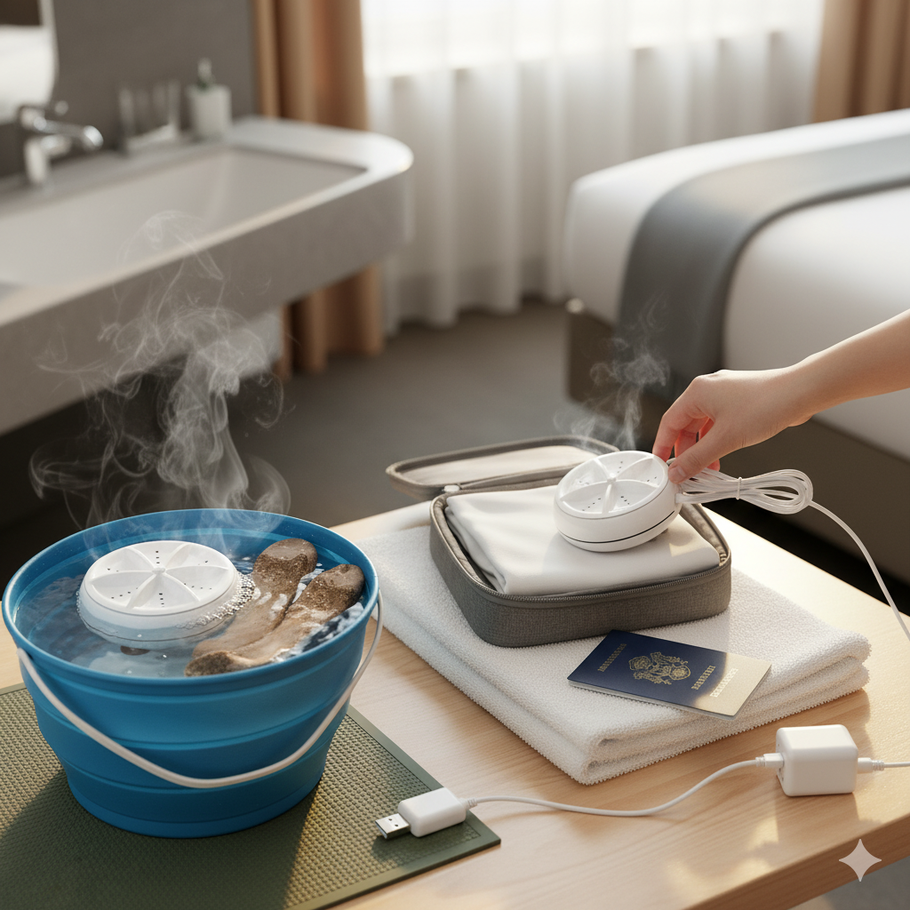 Portable Mini Washing Machine 🌀🧺 | 2-in-1 Ultrasonic Turbine Cleaner