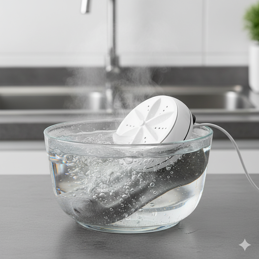 Portable Mini Washing Machine 🌀🧺 | 2-in-1 Ultrasonic Turbine Cleaner
